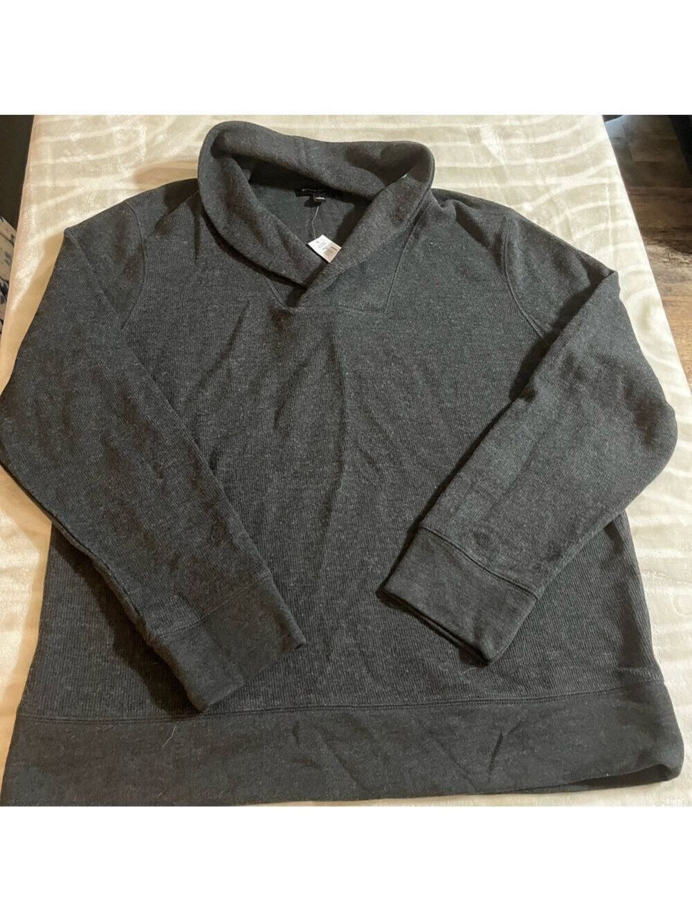 Banana Republic Mens Shawl V-Neck Long Sleeve Sweater Gray L